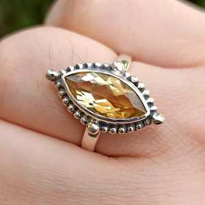 Navya Craft 925 Sterling Silver Citrine Marquise <b>Statement</b> Boho <b>Ring</b> Yellow Gemstone Jewelry 18K Sizes 4-14 US for Office - Product Image 3