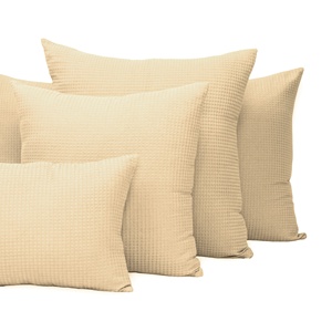 ปลอกหมอนผ้าวาฟเฟิลผ้าฝ้ายแท้สำหรับ100% ผ้าปูเตียงในบ้านปลอกหมอนโซฟาผ้านอนวูฟเวนสีเหลืองอ่อนดีไซน์เรียบง่าย - Product Image 4