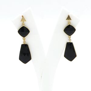 Pendientes de Ónice Negro Hechos a Mano en Latón con Baño de Oro de 18K, Joyería de Moda para Mujer para Bodas - Product Image 4