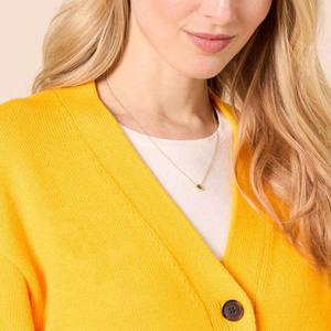 Autumn Winter Women V-Neck Knitted <b>Sweater</b> Yellow Color Front Black Color Button Women Cardigans - Product Image 5
