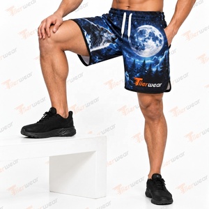 Tiierwear Short de bain pour homme à imprimé Lune de loup, séchage rapide, décontracté, avec poches, taille mi-haute et cordon de serrage - Product Image 2