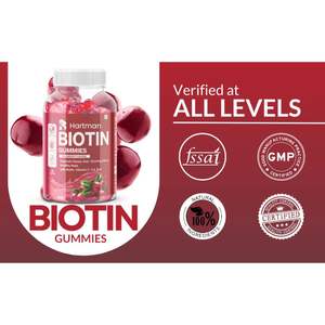 Gomitas de Biotina para el Crecimiento del Cabello con Vitamina B7 para Fortalecer las Uñas, Dar Brillo a la Piel y Mejorar el Metabolismo Energético, Veganas y Deliciosas - Product Image 4