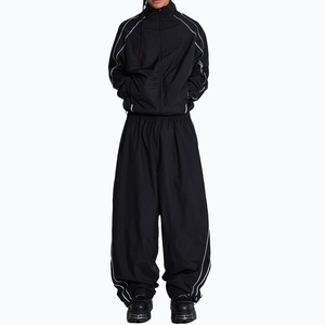 Veste réfléchissante streetwear avec fermeture éclair, ensemble de survêtement avec bande latérale, coupe-vent, logo personnalisé, survêtement pour homme - Product Image 1