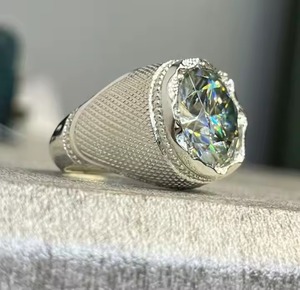 Micro Paved Moissanite Diamond Iced Out <b>Ring</b> Hip Hop Vermeil Big Hollow Jewelry Gift for <b>Men</b> & Boyfriend - Product Image 2