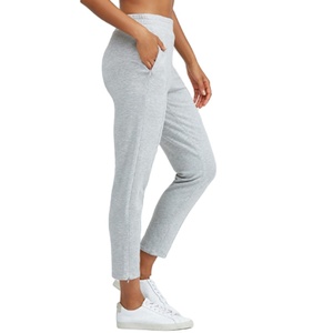 Couleur personnalisée pour femmes 100% coton Gym Sports Fitness Leggings taille haute léger survêtement pantalon de survêtement fermeture à la taille élastique - Product Image 4