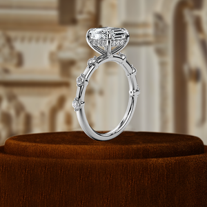 แหวนเพชร 1 กะรัต ทรง Asscher เพชรเลี้ยงในห้องปฏิบัติการ แหวนหมั้นเพชรแบบ Distance Pave  ทองคำขาว 14k แหวนขอแต่งงาน ของขวัญ  รับรองโดย IGI - Product Image 3