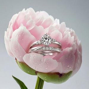 Jeulia Classic Bypass Round Cut Diamond Engagement <b>Ring</b> <b>Set</b> - Product Image 5