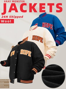 <b>Varsity</b> <b>Bomber</b> <b>jacket</b> for <b>men</b> Letterman College Stripe Ribbed Collar Letter Print Streetwear Unisex Wholesale OEM B2B Low MOQ - Product Image 5
