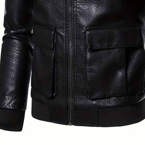 Chaqueta de cuero de moda clásica negra para hombre de piel de oveja genuina de diseño personalizado más vendida para hombre - Product Image 3
