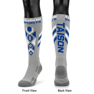 men <b>socks</b> Women Lacrosse <b>Socks</b> Premium Cotton Nylon Blend <b>Breathable</b> Purple White Grey Panel Cushioned Knit Custom Jacquard Logo - Product Image 3