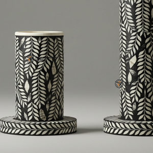 El proveedor indio ofrece candelabro decorativo con patrón floral hecho a mano con incrustaciones de hueso negro - Product Image 6