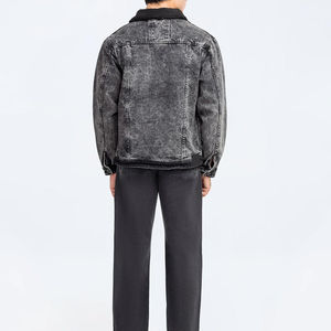 Vestes en jean d'hiver personnalisées à prix de gros avec logo frontal, manches longues respirantes, design uni vierge - Product Image 2