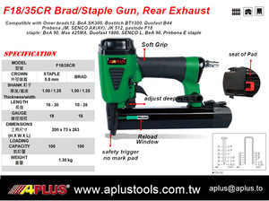 Clavadora de escape trasera neumática APLUS F18/35CR 18GA 10-35MM Brad 16-30MM Grapa 10-35MM Grapa - Product Image 3