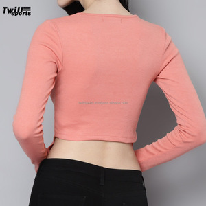 เสื้อยืดแขนยาวทรงเข้ารูปผ้าฝ้าย 100% เป็นมิตรกับสิ่งแวดล้อมสำหรับผู้หญิง ปี 2025 ระบายอากาศได้ดี  โลโก้ปรับแต่งได้ ดีไซน์ใหม่ ขายส่ง เสื้อถัก - Product Image 5