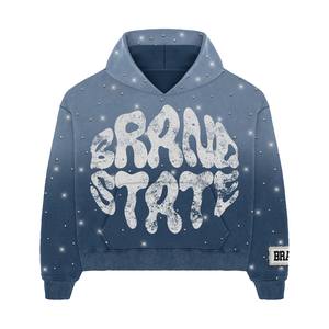 Winter Collection <b>Men</b> Regular Fitted Rhinestone & Screen Printing Design Summer <b>Sets</b> Custom Two Piece <b>Sets</b> <b>Hoodie</b> & <b>Shorts</b> - Product Image 2