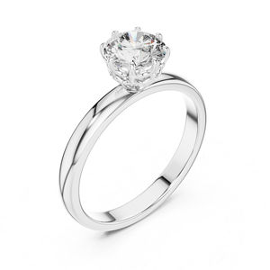 Diamante Redondo Cultivado en Laboratorio de Oro Amarillo de 14K |   Anillo de Compromiso | Diamante Cultivado Nuevo - Product Image 4