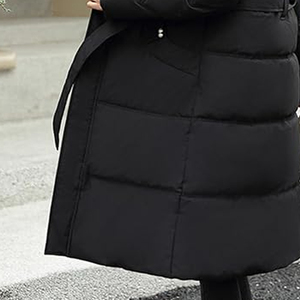 Chaqueta acolchada personalizable de alta calidad hasta la rodilla para mujer a la venta/Chaqueta acolchada larga de tela de poliéster 100% para mujer - Product Image 6