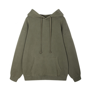 Sudadera con capucha de gran tamaño personalizada de algodón de primera calidad, diseño de cremallera con hombros caídos, Letra de bolsillo bordada personalizada, transpirable, de secado rápido - Product Image 4