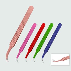 Pinzas para pestañas con logotipo privado personalizado al por mayor 45 grados 5mm 7mm Puntas puntiagudas hechas de acero inoxidable - Product Image 4