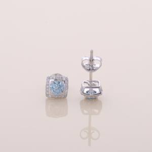 Boucles d'oreilles de luxe en diamant bleu rond de 0,64 ct cultivé en laboratoire, certifiées IGI, plaquées rhodium, or jaune, blanc et rose 18 carats - Product Image 6