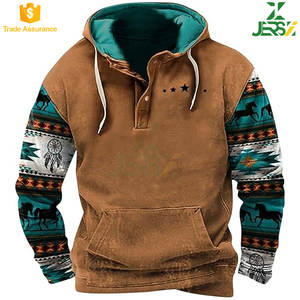 Sudaderas con capucha forradas de ajuste regular de poliéster/algodón transpirable con estampado para hombre, Jersey informal Vintage de manga larga con bolsillo elegante - Product Image 3