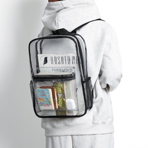 <span class=keywords><strong>Sac</strong></span> <span class=keywords><strong>à</strong></span> <span class=keywords><strong>dos</strong></span> pour collégiens en PVC transparent <span class=keywords><strong>renforcé</strong></span> rouge durable avec poches latérales en filet - Product Image 2