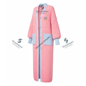 Cardigan long de haute qualité en vrac Gamma Phi Delta, cardigan long de sororité, tricot long, décontracté, maxi, ouvert devant, en acrylique tricoté - Product Image 2