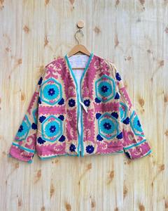 Chaqueta Suzani Bordada al por Mayor, Chaqueta Suzani Corta para Mujer, Talla Única, Regalo para Ella, Abrigo de Invierno Bordado Floral Bohemio - Product Image 3