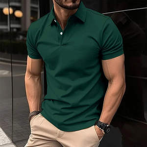 Camiseta POLO de alta calidad para hombre, camiseta de trabajo de algodón 100%, logotipo bordado personalizable de Color sólido - Product Image 1