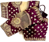 Blouse moderne formelle d'été anti-plis à col rond en soie de Chennai épaisse, motif ouvert sur le devant, magnifique, sans manches, en fil Orangenza