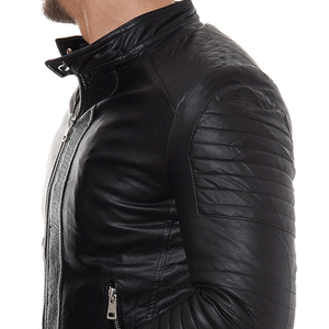 Blouson bombardier de moto à capuche amovible décontracté pour hommes de haute qualité en similicuir avec fermeture éclair - Product Image 3