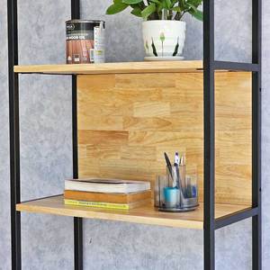 <b>5</b>-Tier KS68228 Bookshelf 60x30x150cm Rubber Wood with <b>Iron</b> Frame Standing Type for Living Room Installation - Product Image 6