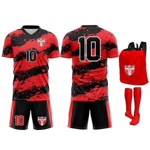 Maillot de football professionnel de haute qualité, personnalisé, respirant, extensible, uni, col en V, 100% polyester, uniforme de club de football - Product Image 3
