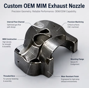 Pièces de contrôle des émissions automobiles, système d'échappement de voiture, buse personnalisée OEM, moulage par injection de métal, métallurgie des poudres, 17-4PH MIM Mold - Product Image 1