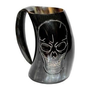 Mug en corne de buffle authentique et écologique, fait à la main, de qualité alimentaire, style médiéval, religieux, Feng Shui, mug à bière animal - Product Image 4