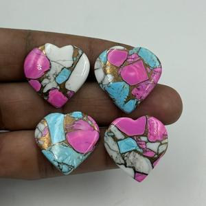 Pierre précieuse rose en forme de cœur turquoise de haute qualité, personnalisable, lisse, taille personnalisée, naturelle, bonbon de coton - Product Image 3