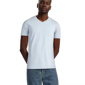 เสื้อยืดสีขาวสำหรับ100% คอวีของผู้ชายเสื้อยืดผ้าฝ้ายสีขาวติดโลโก้ได้ตามต้องการ - Product Image 3