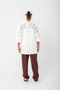 T-shirt Homme 2023 Coupe Oversize Épaules Tombantes Imprimé Sérigraphié Détail Zip Personnalisé 100% Coton Tricoté Écologique Décontracté 180-200 - Product Image 2