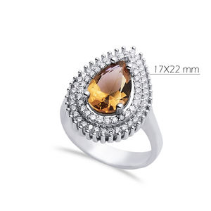 Drop Sultanite Cluster Ring Color-Change Gemstone Rhodium-Plated Turkish Wholesale 925 Sterling Silver Jewelry - Product Image 2