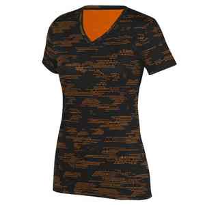 Camiseta deportiva con cuello en V y estampado digital para mujer, camiseta para correr transpirable y de secado rápido, ropa de gimnasio con sublimación personalizada - Product Image 4