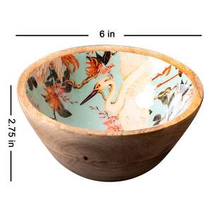 Elegant Artisan Printed <b>Wooden</b> <b>Bowl</b> Decorative Centerpiece for Dining Table Kitchen Serving and Contemporary Home Interior Decor - Product Image 3
