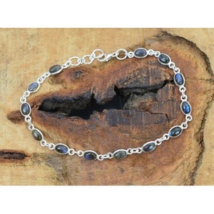 925 Sterling Silver Labradorite Gemstone Bezel Setting Unisex Bracelet & <b>Bangles</b> Elegant Everyday Wear - Product Image 1