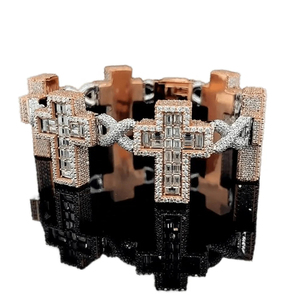 Pulseras de oro de lujo de Plata de Ley 925 Multicolor VVS Moissanite Diamond Stone Set Gorgeous Cross-Shape Bangles elegante lindo - Product Image 2