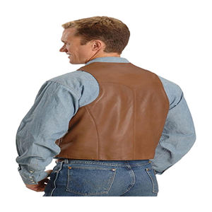 Veste en cuir sans manches personnalisable OEM pour hommes Veste à col en V de haute qualité avec rembourrage en duvet et logo personnalisé - Product Image 3