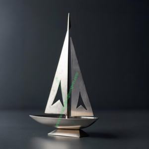 Sculpture de voilier moderne en acier inoxydable poli Accent nautique noir argent décor de bureau à domicile en aluminium mobile en gros - Product Image 5