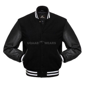 เสื้อแจ็คเก็ตเบสบอลวิทยาลัยสำหรับผู้ชาย คอตั้งเคลือบผิว ผ้าฝ้าย 100% มีฮู้ด - Product Image 6