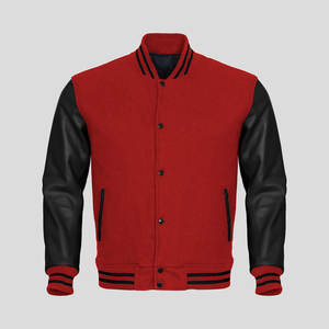 Chaqueta Universitaria Varsity para Hombre con Cuello Alto, Cuerpo de Lana Genuina y Mangas de Cuero, Elegante Abrigo Letterman - Product Image 4