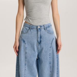 Vaqueros anchos <span class=keywords><strong>de</strong></span> mezclilla azul claro <span class=keywords><strong>para</strong></span> mujer, <span class=keywords><strong>de</strong></span> tiro medio, corte holgado, estilo vintage, a la moda, streetwear, <span class=keywords><strong>pantalones</strong></span> <span class=keywords><strong>con</strong></span> lavado a la piedra oscuro - Product Image 3