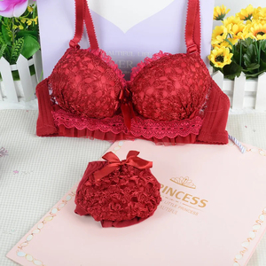 Hot Selling Women Sexy Lace Padded <b>Push</b>-<b>Up</b> Underwire Bra <b>Bikini</b> Panty Floral Embroidery Breathable Luxury Intimates Wholesale - Product Image 2