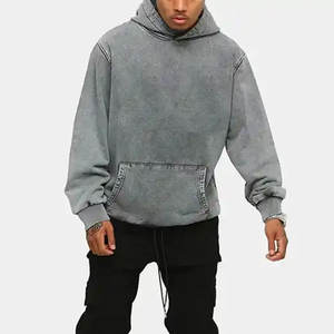 Sweat à capuche surdimensionné et lavé à l'acide vintage personnalisé en polaire de qualité supérieure Impression personnalisée Broderie Logo Pullover Sweat à capuche avec poche avant - Product Image 1